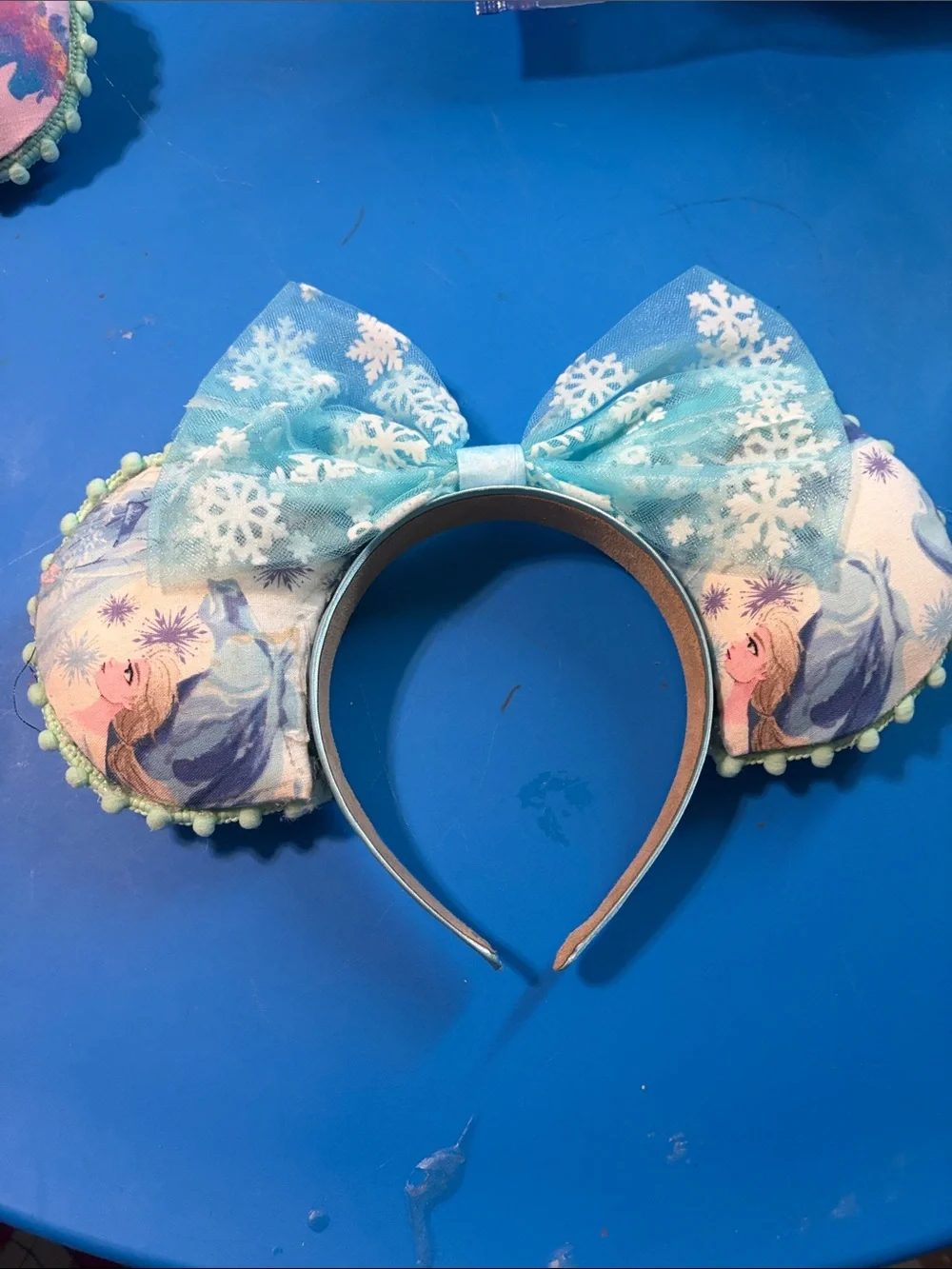 Girls Frozen-Inspired Light Blue Snowflake Minnie Ears Headband